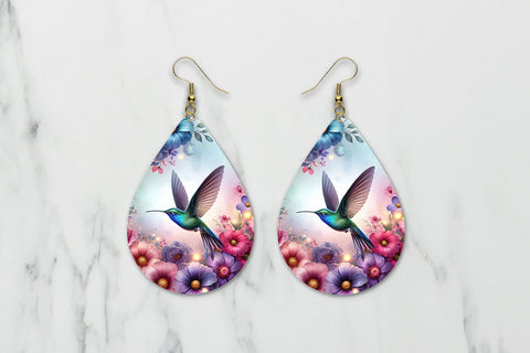 Hummingbird Teardrop Earrings Sublimation PNG Sublimation BijouBay 