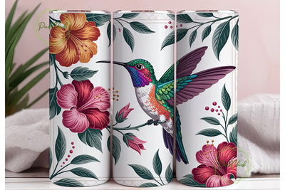 Hummingbird & Tropical Flowers Tumbler Sublimation PixelChick 