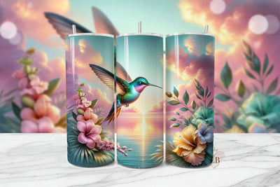 Hummingbird Tumbler Wrap – Tropical Sunset Sublimation Sublimation BijouBay 