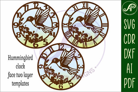 Hummingbird wall clock laser cut files SVG APInspireddesigns 
