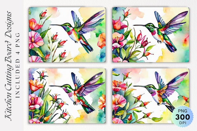 Hummingbird watercolor Cutting Board PNG Design Sublimation Regulrcrative 
