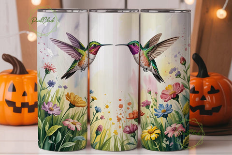 Hummingbird Wildflower 20oz Tumbler Sublimation PixelChick 