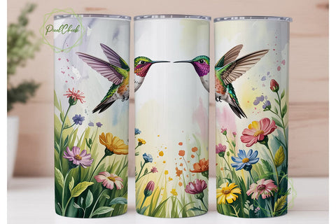 Hummingbird Wildflower 20oz Tumbler Sublimation PixelChick 