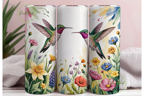 Hummingbird Wildflower 20oz Tumbler Sublimation PixelChick 