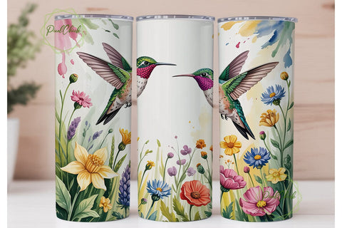 Hummingbird Wildflower 20oz Tumbler Sublimation PixelChick 