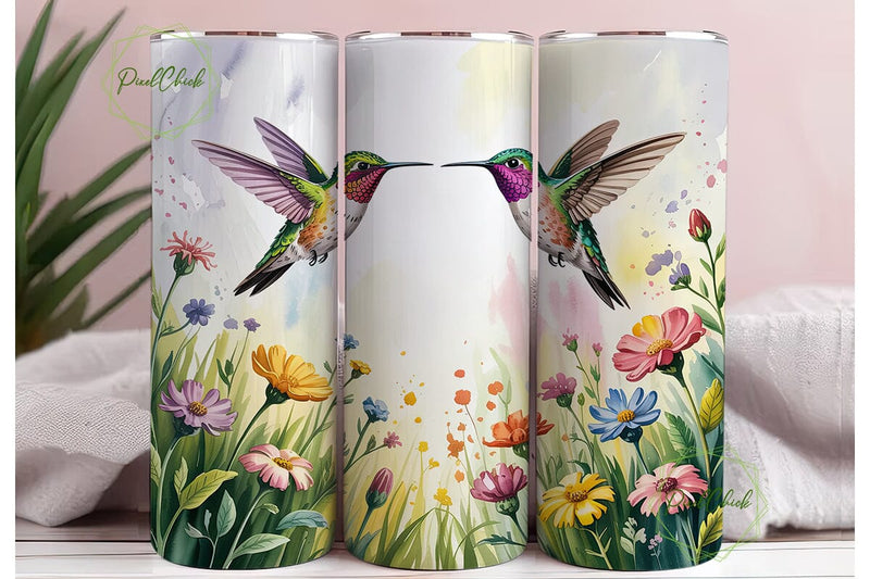 Hummingbird Wildflower 20oz Tumbler Sublimation PixelChick 