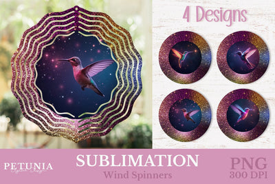 Hummingbird Wind Spinner | Wind Spinner Sublimation PNG Sublimation Petunia Digital Design 