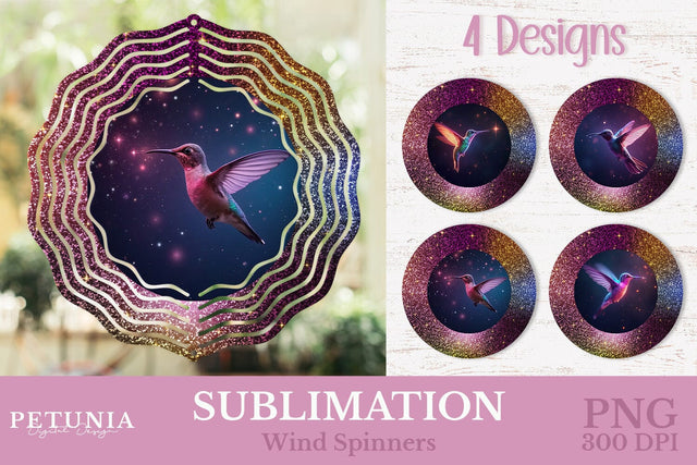 Hummingbird Wind Spinner | Wind Spinner Sublimation PNG Sublimation Petunia Digital Design 
