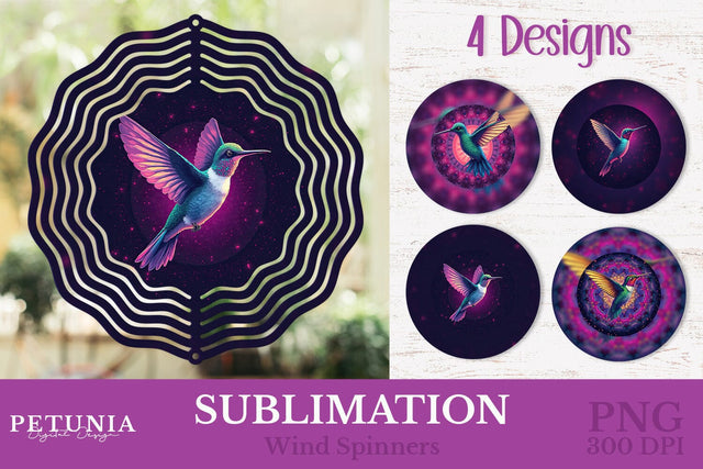 Hummingbird Wind Spinner | Wind Spinner Sublimation PNG Sublimation Petunia Digital Design 