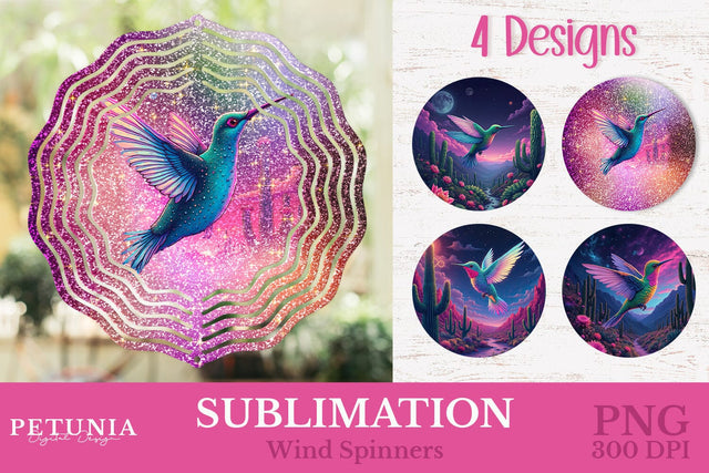 Hummingbird Wind Spinner | Wind Spinner Sublimation PNG Sublimation Petunia Digital Design 