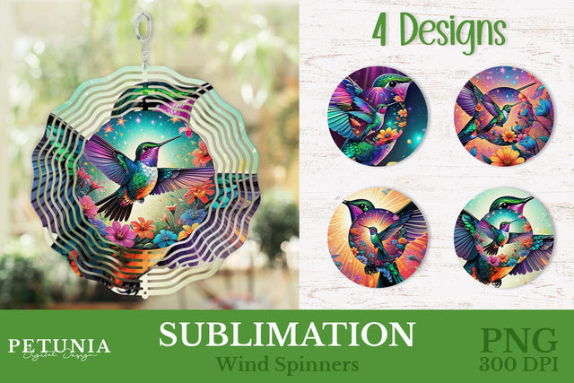 Hummingbird Wind Spinner | Wind Spinner Sublimation PNG Sublimation Petunia Digital Design 