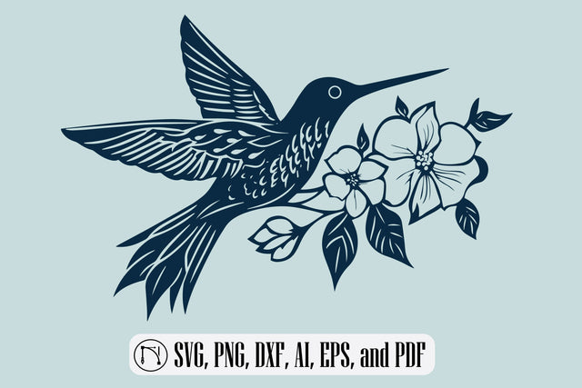 hummingbird with flowers SVG cut file SVG MD JOYNAL ABDIN 