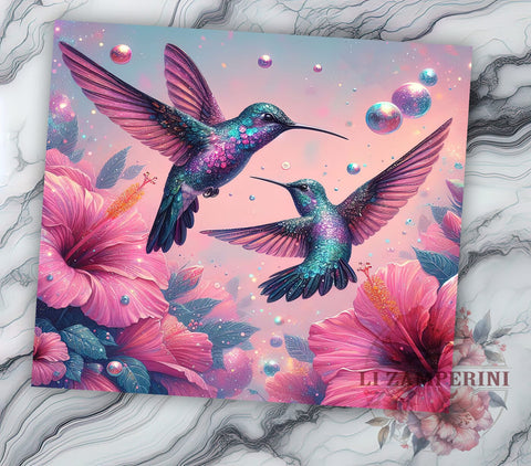 Hummingbirds 20oz Tumbler Wrap PNG, Hummingbirds Floral Tumbler PNG Sublimation Design, Straight & Tapered Tumbler Wrap, Instant Digital Download Sublimation Li Zamperini 
