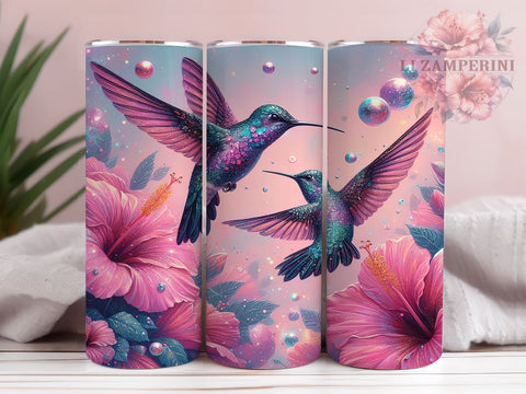 Hummingbirds 20oz Tumbler Wrap PNG, Hummingbirds Floral Tumbler PNG Sublimation Design, Straight & Tapered Tumbler Wrap, Instant Digital Download Sublimation Li Zamperini 