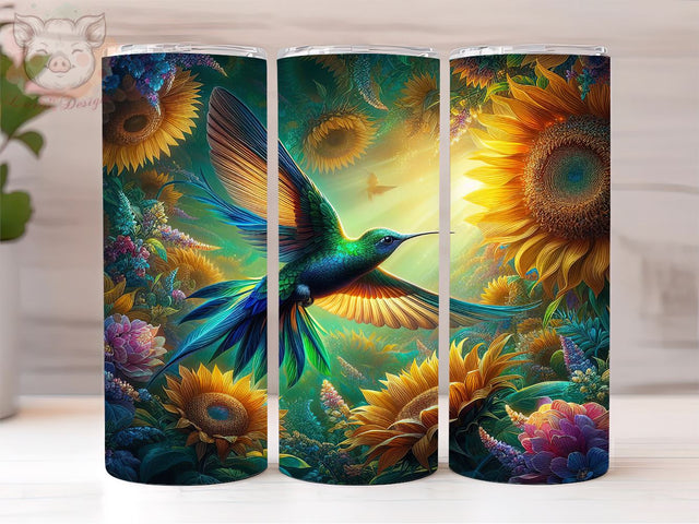 Hummingbirds and Sunflowers 20oz Tumbler Png, Straight & Tapered Tumbler Png, Hummingbirds Tumbler Png, Digital Download PNG Sublimation Lara' s Designs 