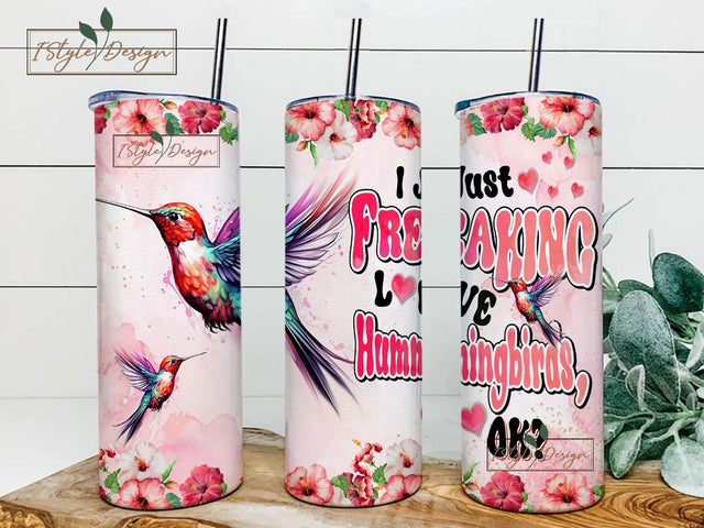 Hummingbirds Floral 20 oz Tumbler Wrap, Straight And Tapered Tumbler Wrap, Hummingbirds Floral Sublimation Design PNG Sublimation iStyleDesign 