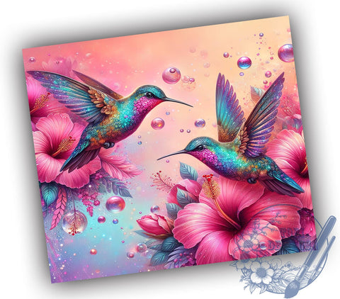 Hummingbirds Floral 20oz Skinny Tumbler PNG, Hummingbird Tumbler Sublimation Wrap, Straight & Tapered Tumbler Wrap, Instant Digital Download Sublimation ToriDesigns 