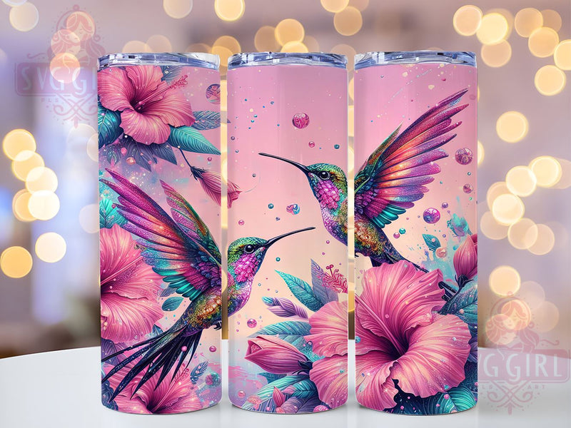 Hummingbirds Floral 20oz Tumbler Wrap Sublimation Design, Straight Tapered Tumbler Wrap, Pink Hummingbird Tumbler Png, Instant Digital Download Sublimation SvggirlplusArt 