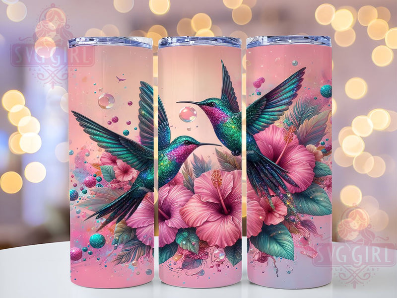 Hummingbirds Floral 20oz Tumbler Wrap Sublimation Design, Straight Tapered Tumbler Wrap, Pink Hummingbird Tumbler Png, Instant Digital Download Sublimation SvggirlplusArt 