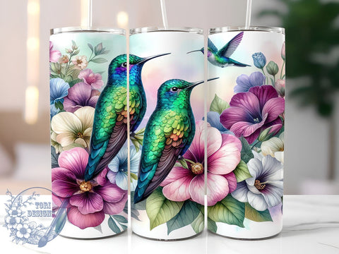 Hummingbirds Floral Tumbler, 20oz Sublimation Wrap, Floral Drinkware Design, Digital Download Tumbler, Nature Theme Tumbler, Botanical Tumbler Art, Unique Gift Tumbler, Hummingbird Decor Sublimation ToriDesigns 