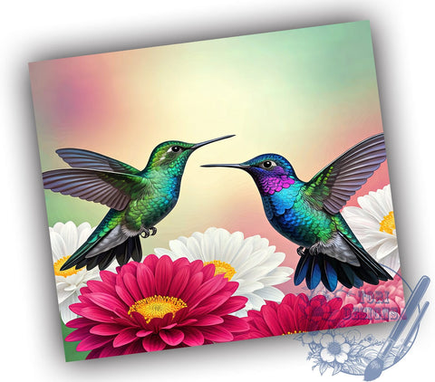 Hummingbirds Floral Tumbler, 20oz Sublimation Wrap, Floral Drinkware Design, Digital Download Tumbler, Nature Theme Tumbler, Botanical Tumbler Art, Unique Gift Tumbler, Hummingbird Decor Sublimation ToriDesigns 