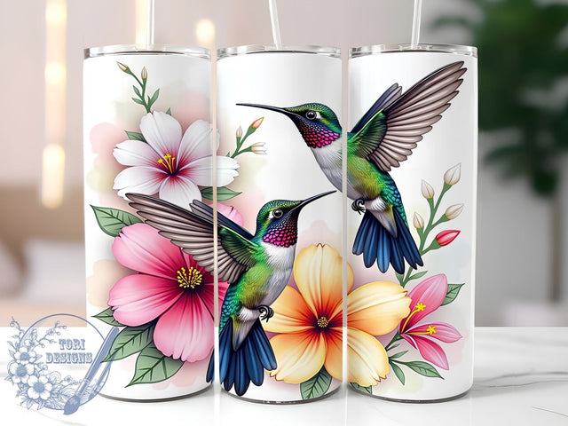 Hummingbirds Floral Tumbler, 20oz Sublimation Wrap, Floral Drinkware Design, Digital Download Tumbler, Nature Theme Tumbler, Botanical Tumbler Art, Unique Gift Tumbler, Hummingbird Decor Sublimation ToriDesigns 