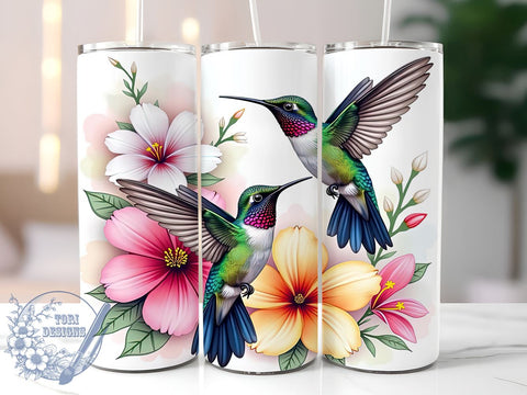 Hummingbirds Floral Tumbler, 20oz Sublimation Wrap, Floral Drinkware Design, Digital Download Tumbler, Nature Theme Tumbler, Botanical Tumbler Art, Unique Gift Tumbler, Hummingbird Decor Sublimation ToriDesigns 