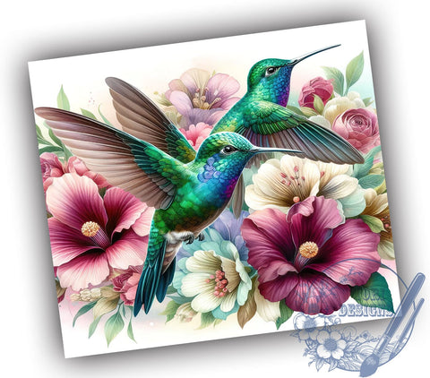 Hummingbirds Floral Tumbler, 20oz Sublimation Wrap, Floral Drinkware Design, Digital Download Tumbler, Nature Theme Tumbler, Botanical Tumbler Art, Unique Gift Tumbler, Hummingbird Decor Sublimation ToriDesigns 