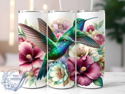 Hummingbirds Floral Tumbler, 20oz Sublimation Wrap, Floral Drinkware Design, Digital Download Tumbler, Nature Theme Tumbler, Botanical Tumbler Art, Unique Gift Tumbler, Hummingbird Decor Sublimation ToriDesigns 