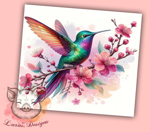 Hummingbirds Flowers 20oz Tumbler Png, Straight & Tapered Tumbler Png, Hummingbirds Tumbler Png, Digital Download PNG Sublimation Lara' s Designs 