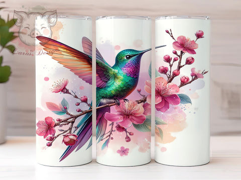 Hummingbirds Flowers 20oz Tumbler Png, Straight & Tapered Tumbler Png, Hummingbirds Tumbler Png, Digital Download PNG Sublimation Lara' s Designs 