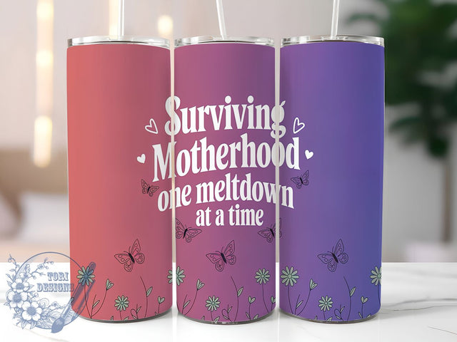 Humorous Mom Life Surviving Motherhood Tumbler Wrap, Relatable Mom Gift, Humorous Motherhood Design, 20oz Mom Life Tumbler, Sarcastic Mom Cup, Surviving Motherhood Wrap Sublimation ToriDesigns 