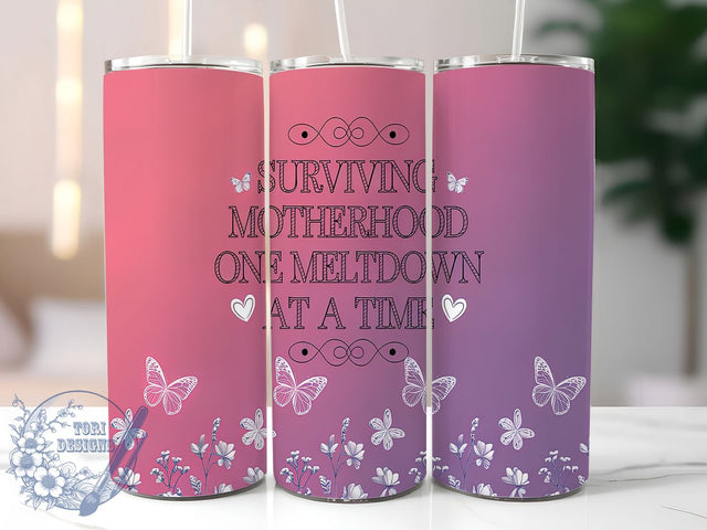 Humorous Mom Life Surviving Motherhood Tumbler Wrap, Relatable Mom Gift, Humorous Motherhood Design, 20oz Mom Life Tumbler, Sarcastic Mom Cup, Surviving Motherhood Wrap Sublimation ToriDesigns 