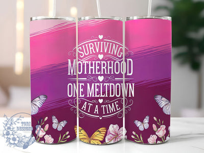 Humorous Mom Life Surviving Motherhood Tumbler Wrap, Relatable Mom Gift, Humorous Motherhood Design, 20oz Mom Life Tumbler, Sarcastic Mom Cup, Surviving Motherhood Wrap Sublimation ToriDesigns 