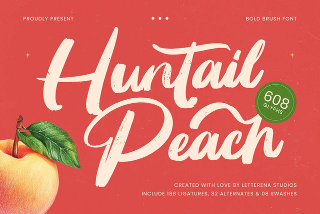 Huntail Peach - Bold Brush Font Font Letterena Studios 