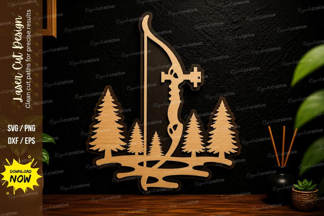 Hunter Bow Forest Laser Cut Svg Design SVG Regulrcrative 