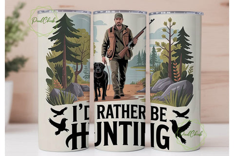Hunter with Dog 20oz Tumbler Wrap Sublimation PixelChick 