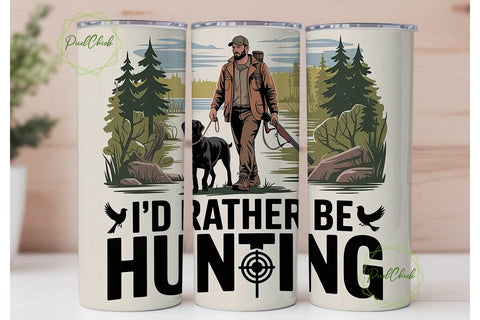 Hunter with Dog 20oz Tumbler Wrap Sublimation PixelChick 