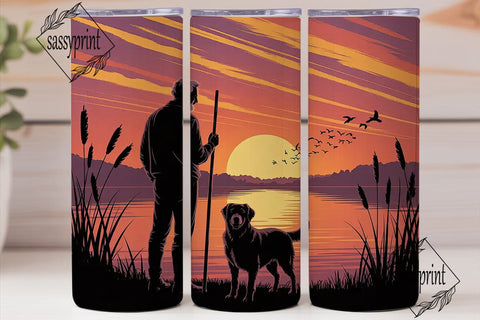 Hunter with Dog 20oz Tumbler Wrap Sublimation sassyprint 