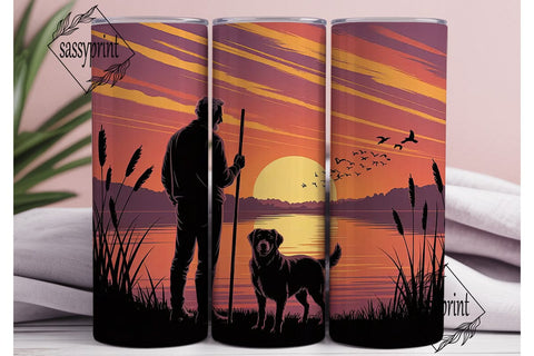 Hunter with Dog 20oz Tumbler Wrap Sublimation sassyprint 