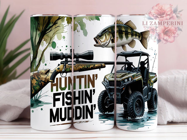 Huntin' Fishin' Muddin' 20oz Tumbler, Huntin' Tumbler, Fishin' Design, Muddin' Cup, Sublimation Wrap, 20oz Tumbler, Outdoor Enthusiast Gift, Adventure Drinkware Sublimation Li Zamperini 