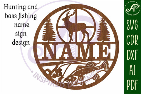 Hunting and bass fishing name sign, laser cut wall sign SVG APInspireddesigns 