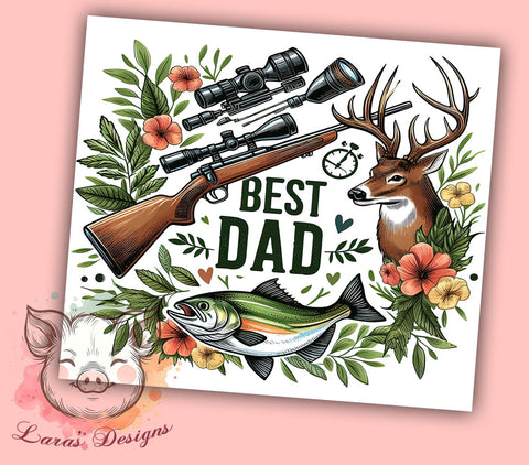 Hunting and Fishing Best Dad 20oz Tumbler Png, Straight & Tapered Tumbler Png, Father's Day Tumbler Png, Digital Download PNG Sublimation Lara' s Designs 