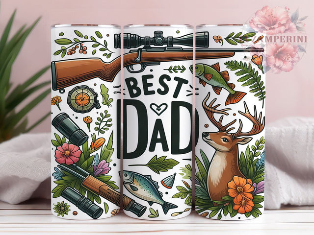 Hunting and Fishing Best Dad 20oz Tumbler Wrap PNG, Father's Day Tumbler Png, Straight & Tapered Tumbler Wrap, Instant Digital Download Sublimation Li Zamperini 