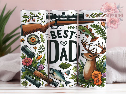Hunting and Fishing Best Dad 20oz Tumbler Wrap PNG, Father's Day Tumbler Png, Straight & Tapered Tumbler Wrap, Instant Digital Download Sublimation Li Zamperini 
