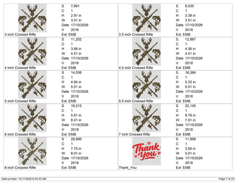 Hunting and Fishing Embroidery Design – Deer Head Crossed Rifles Bass Fish Outdoor Sportsman Machine Embroidery File Embroidery/Applique DESIGNS PatternFeed8 