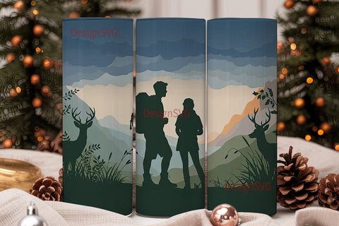 Hunting Couple 20oz Tumbler Wrap Sublimation DesignSVG 