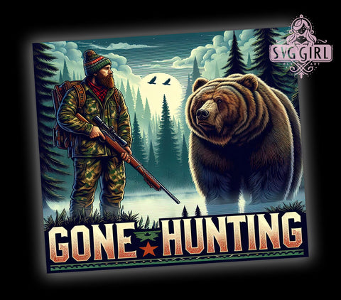 Hunting Dad, Gone Hunting, Tumbler Wrap, Sublimation PNG, Father's Day Gifts, Outdoor Design, Digital Download Sublimation SvggirlplusArt 