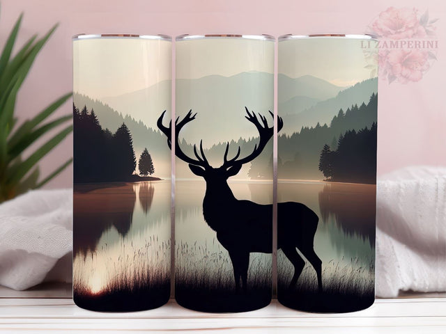 Hunting Deer 20oz Tumbler Wrap PNG, Deer Tumbler Png, Straight & Tapered Tumbler Wrap, Instant Digital Download Sublimation Li Zamperini 
