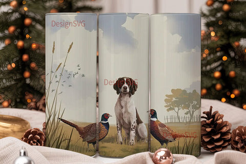 Hunting Dog & Pheasants 20oz Tumbler Sublimation DesignSVG 
